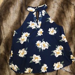 High neck floral top.